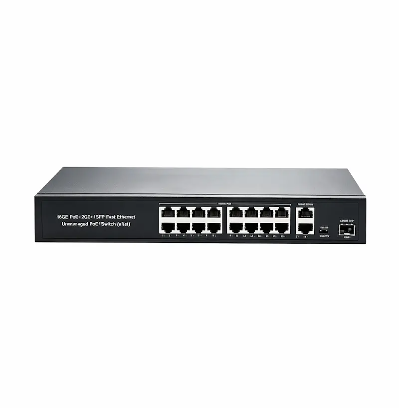 16-Port Gigabit Unmanaged PoE Switch with 2 Uplink Ports & 1 SFP Slot