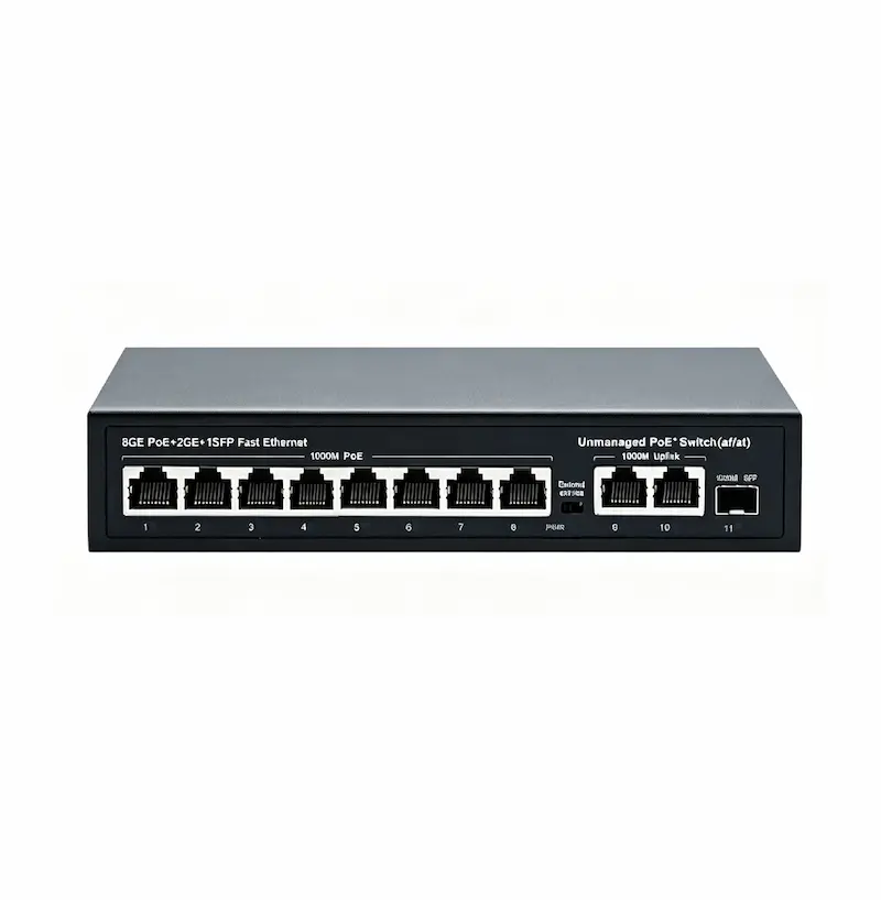 8-Port Gigabit Unmanaged PoE Switch with 2 Uplink Ports & 1 SFP Slot